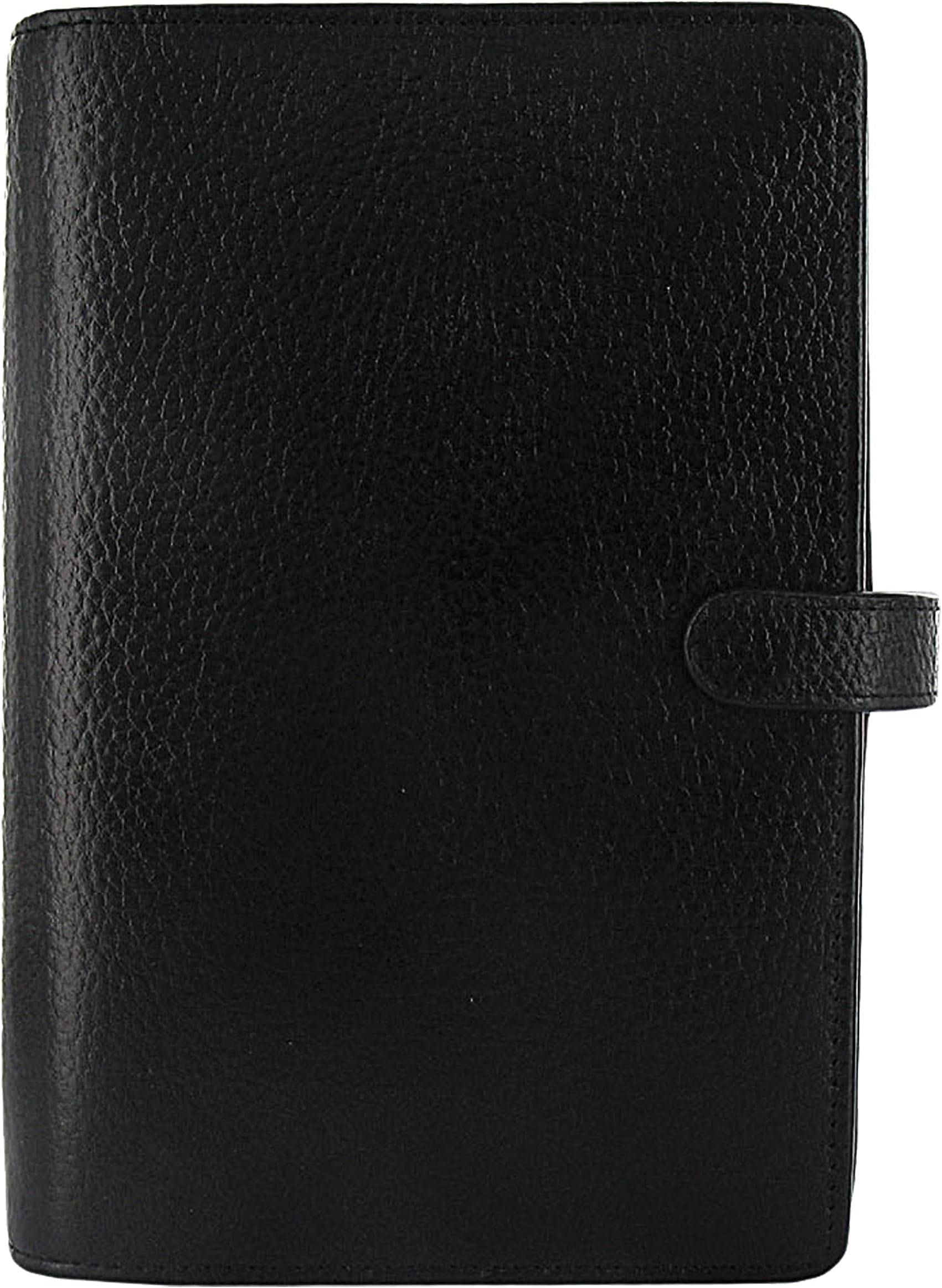 Filofax Finsbury Organizer, Personal Size, Black - Traditional Grained Leather, Six Rings, Week-to-View Calendar Diary, Multilingual, 2024 (C025302-24)