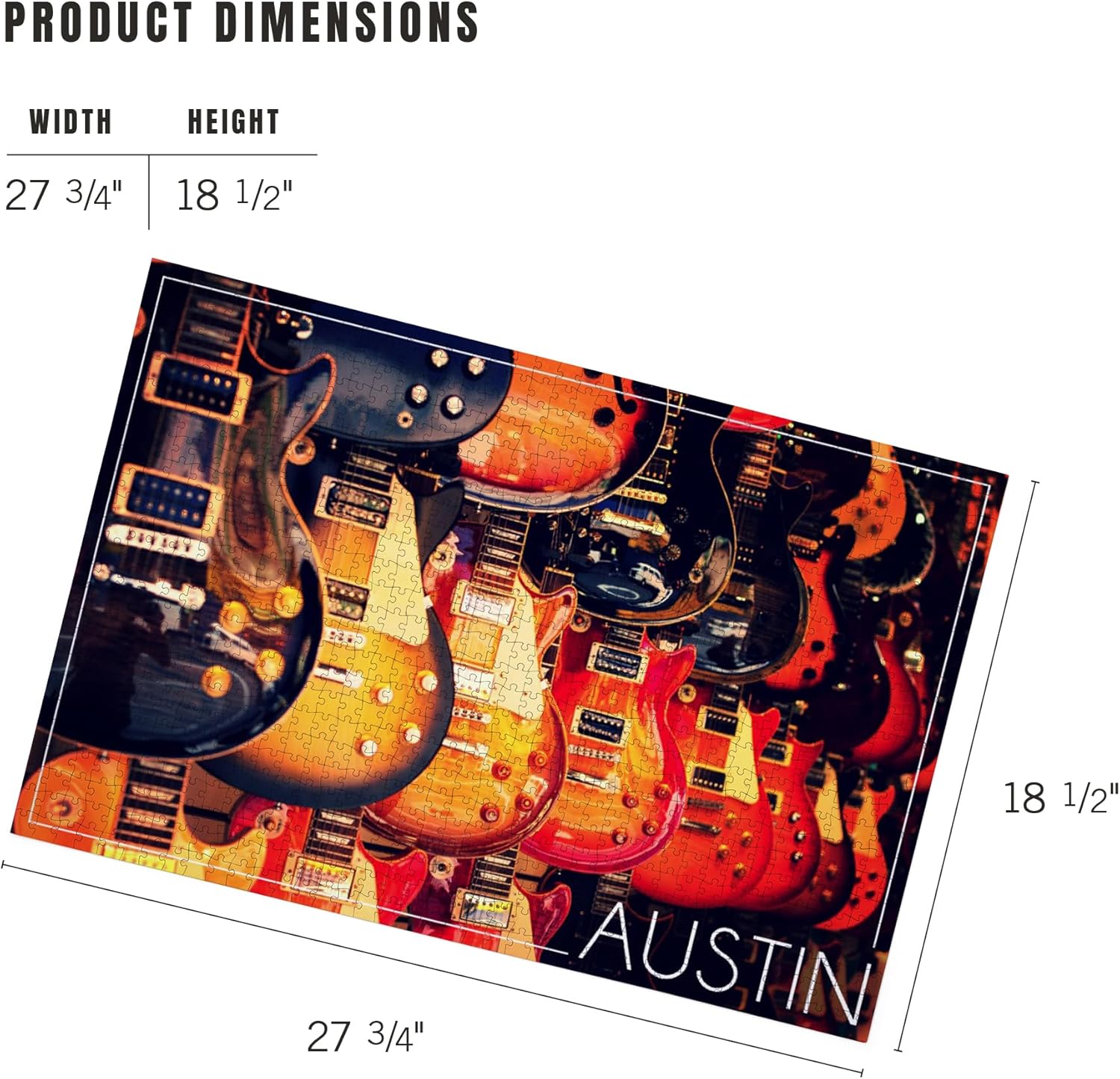 Austin, Texas, Electric Guitars on Wall (1000 Piece Puzzle, Challenging Jigsaw Puzzle for Adults, Made in USA)