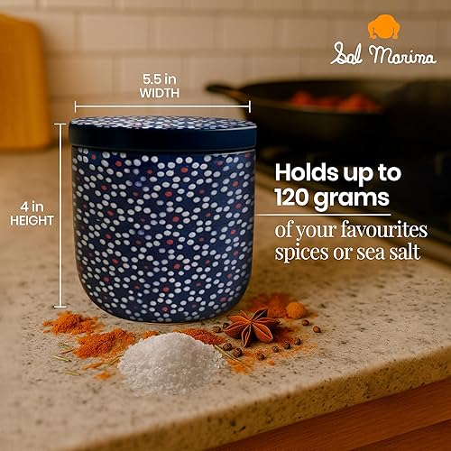 Miniatura 3 de SAL MARINA - Recipiente de cerámica de 12 onzas, para sal o especias, decoración de cocina, tarros de cerámica hechos a mano con tapas de sellado,