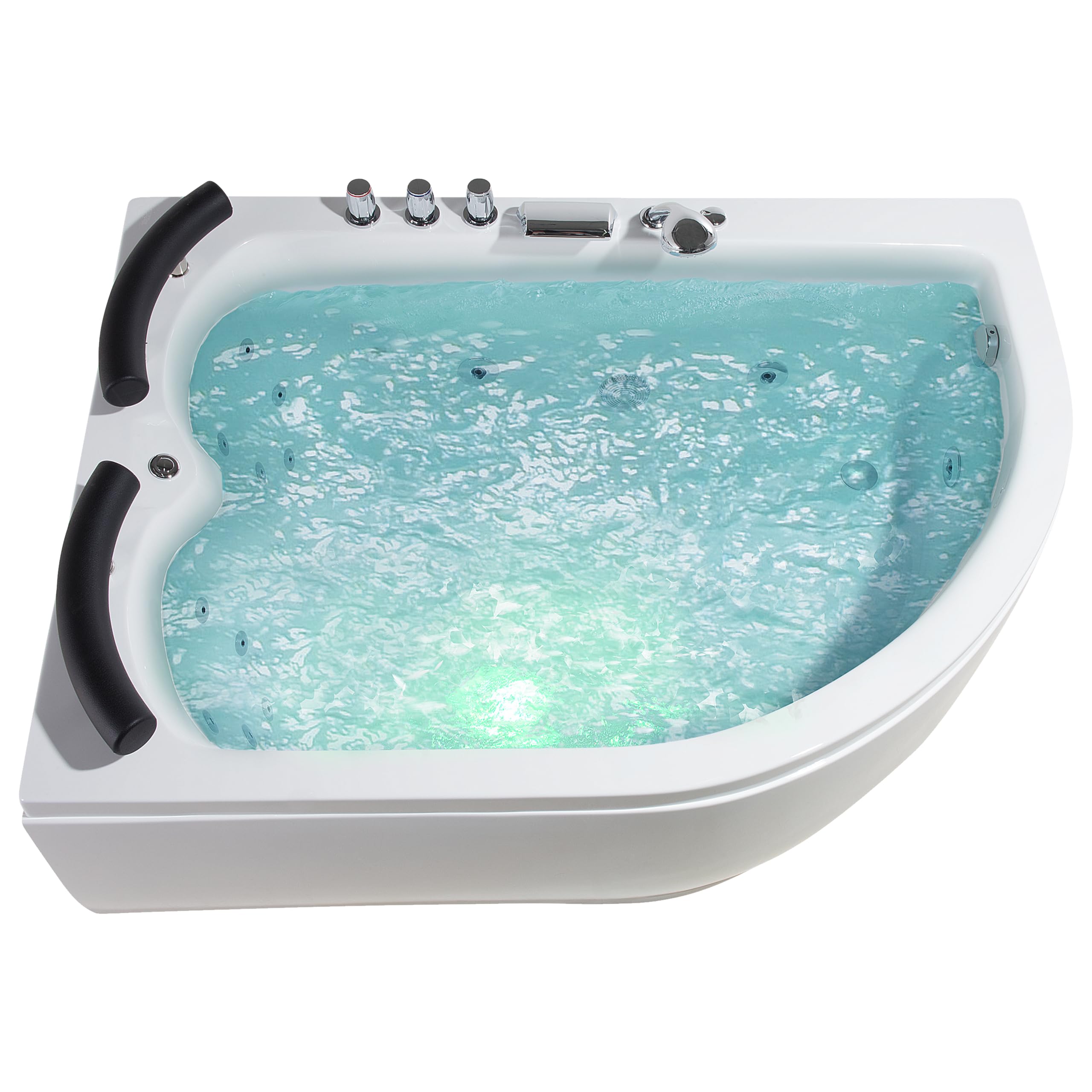Bañera de hidromasaje de acrílico sanitario blanco con LED derecha doble 158 x 113 cm diseño moderno Paradiso