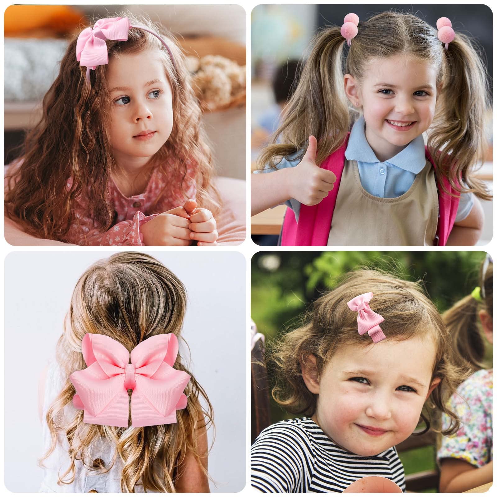 Conjunto de 24 pcs de Accesorios para el Cabello de Niña Rosa, Mariposa Pelo Cuerda Pinza, banda, Bola Redonda Banda de Pelo, Accesorios para el Cabello con Lentejuelas,Decoración de Peinado y Regalo