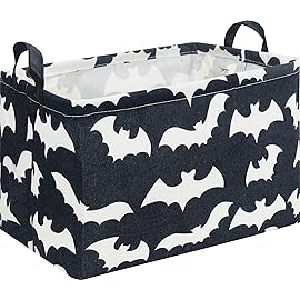 HKEC Rectangle Storage Basket with Handles,Collapsible Kids Toys Bin,Books Box,Gift Basket(Bat)