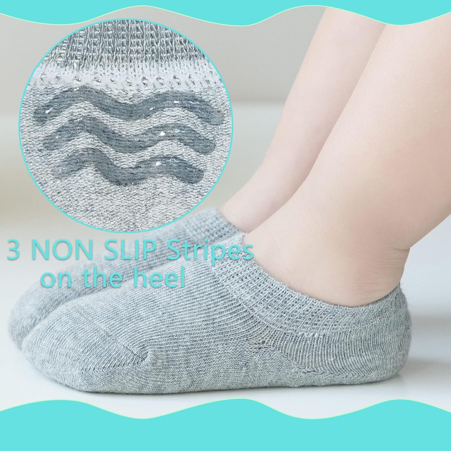 Baby No Show Socks Girls Low Cut Ankle Socks Boys Non Slip Breathable Soft Cotton Socks Toddler 6 Pairs