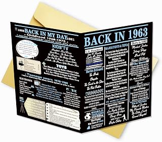 Funny 60th Birthday Card For Mom Dad, Best Gifts Ideas For 60 Birthday Woman Man, Giant 1963 Bday Cards For Brother Sister, Happy 60 Years Anniversary For Husband Wife, Back In 1963