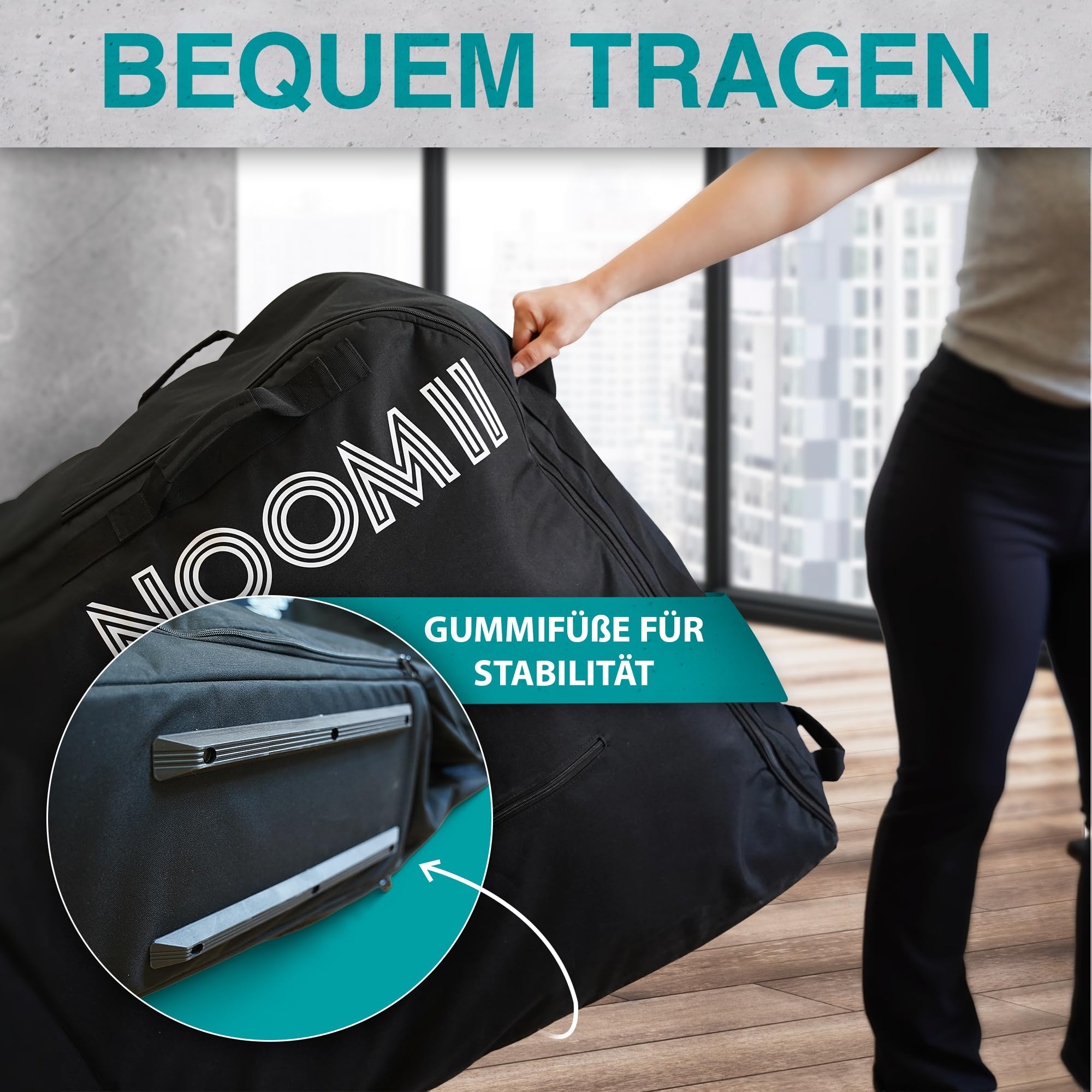 NooMii Fahrrad Transporttasche 128 x 78 x 25 cm | Wasserdichter Fahrradkoffer mit verstärkten Reißverschlüssen | Fahrradtasche-Rucksack mit Handgriff & Rollen | Für verschiedene Fahrradgrößen