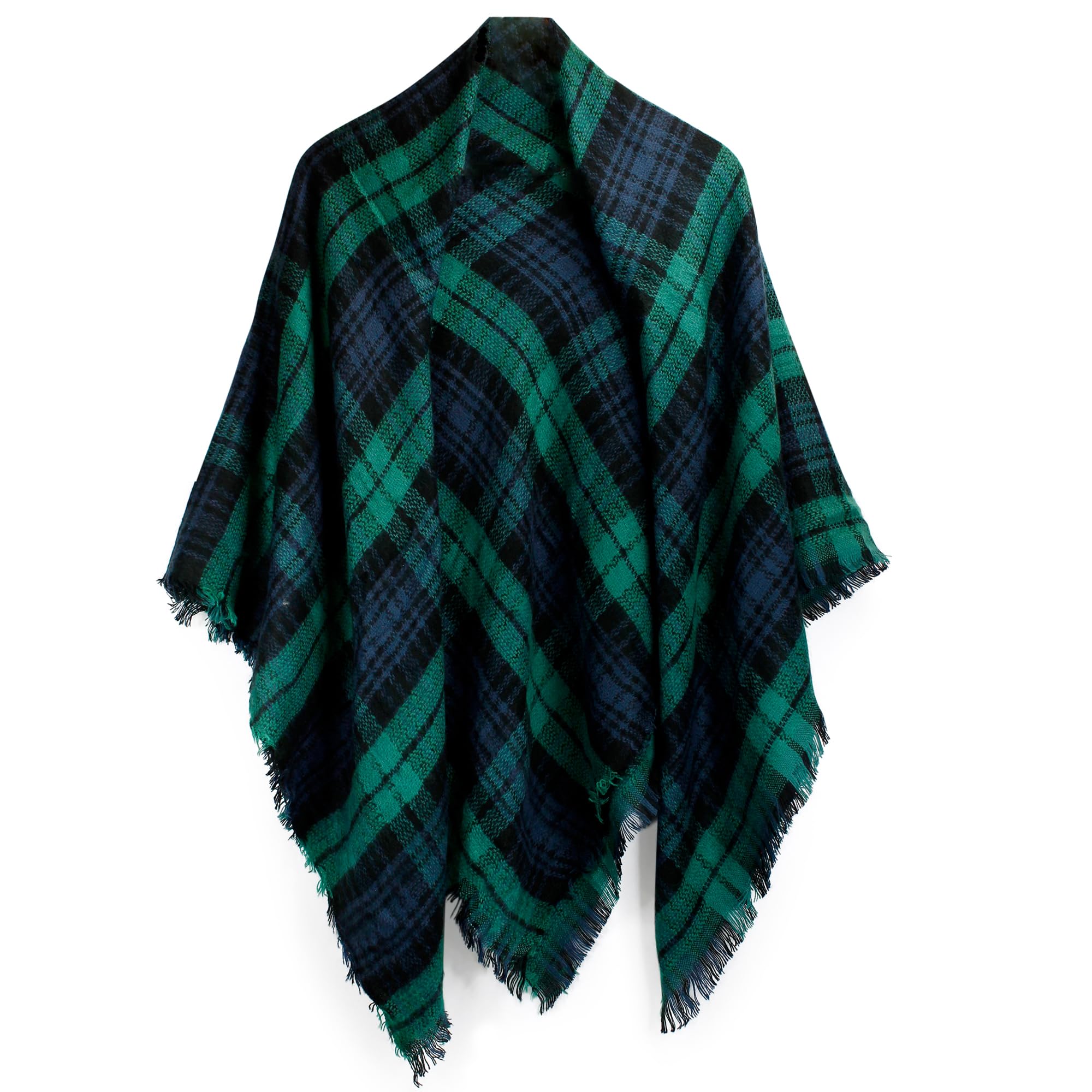 Oct17 Women Plaid Scarf Tartan Wrap Large Warm Cozy Blanket Soft Winter Shawl - Green -