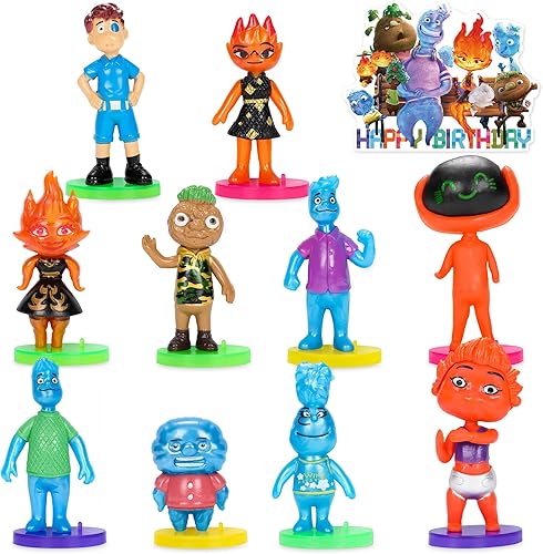 Miniatura 1 de Juego de figuras de anime para tartas, 11 figuras de dibujos animados con adornos para tartas, recuerdos de fiesta, regalo de cumpleaños para niños