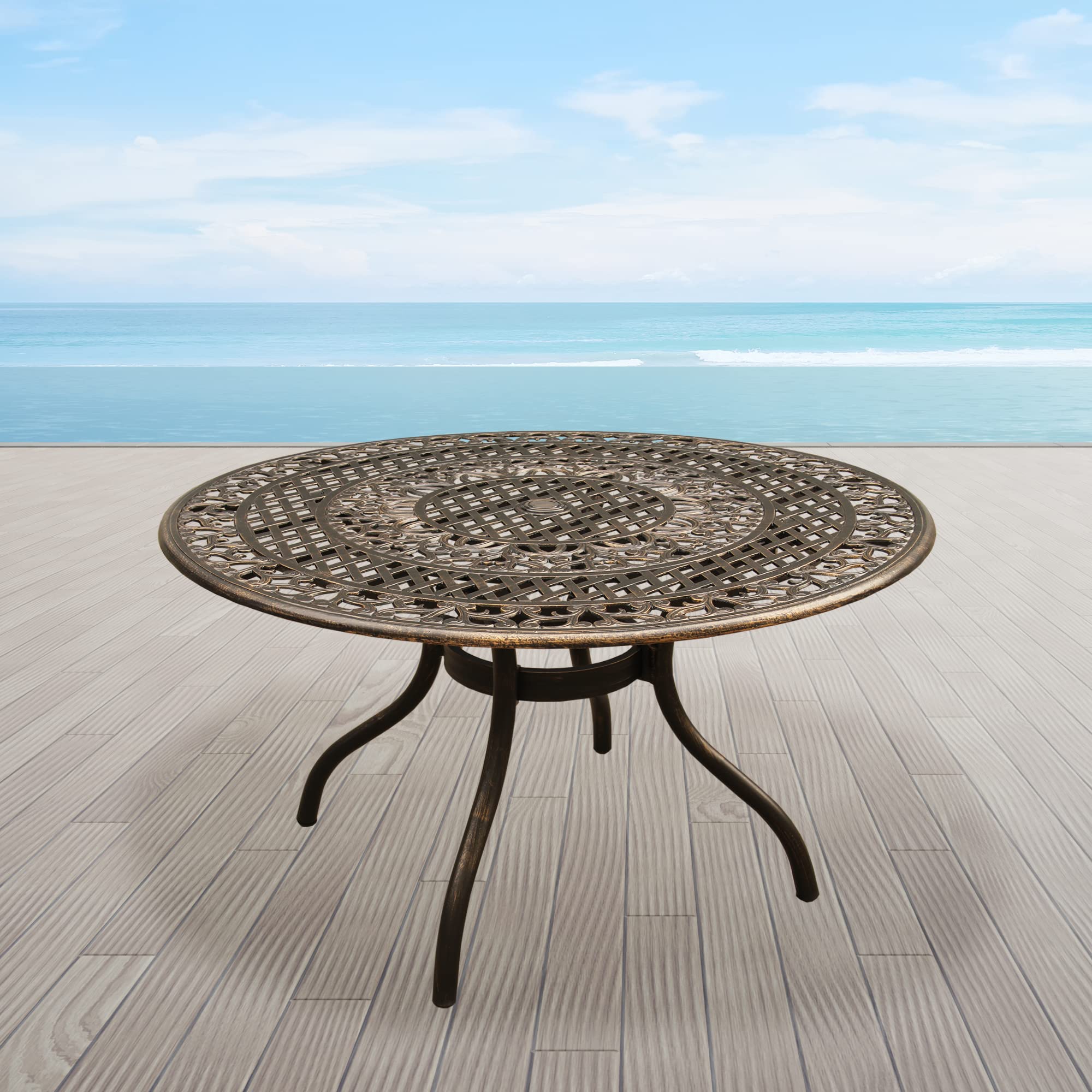 Oakland Living Patio Dining, Bronze Weatherproof Outdoor Aluminum 48 ...
