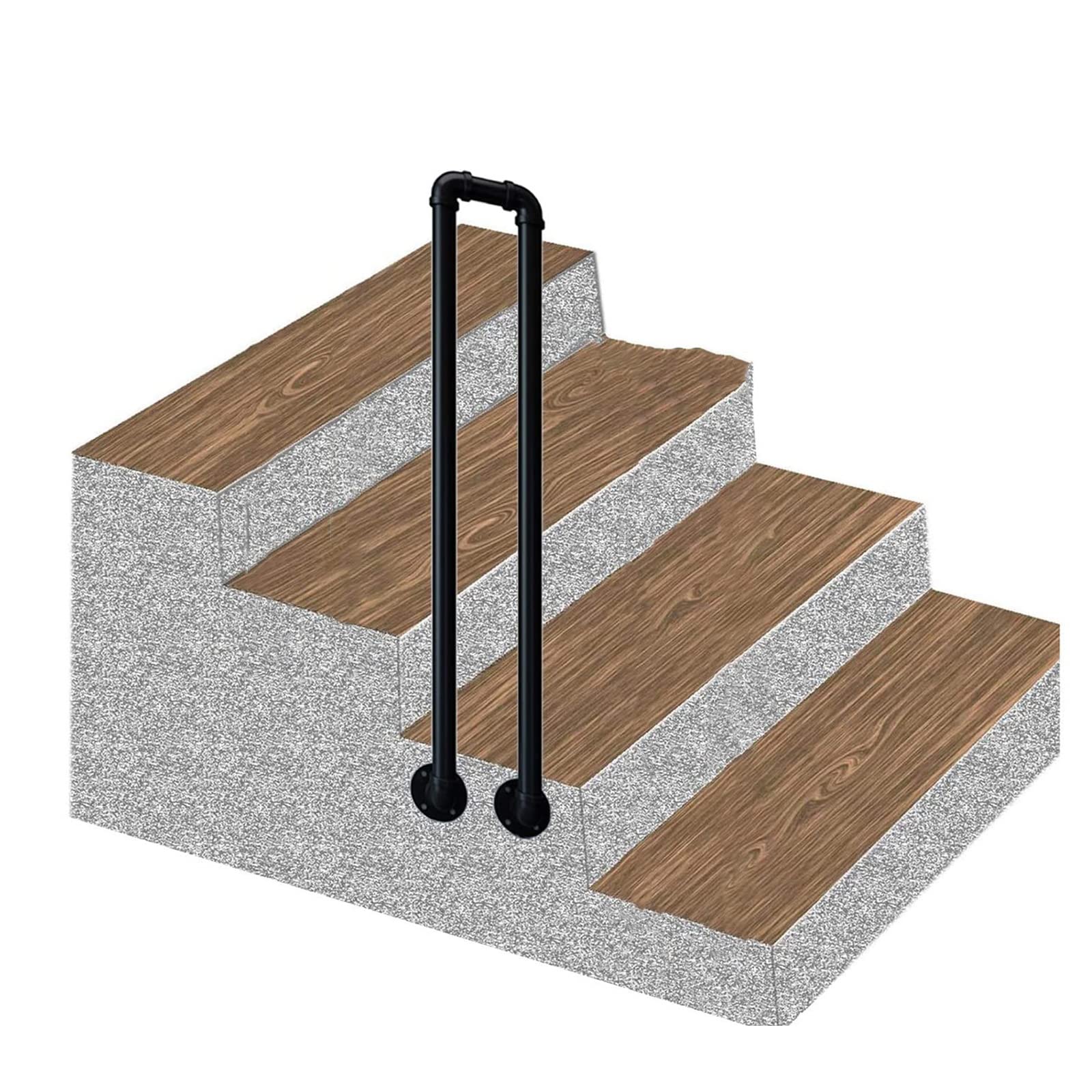 Main courante d'escalier en U noire de 35 à 100 cm pour barrière latérale