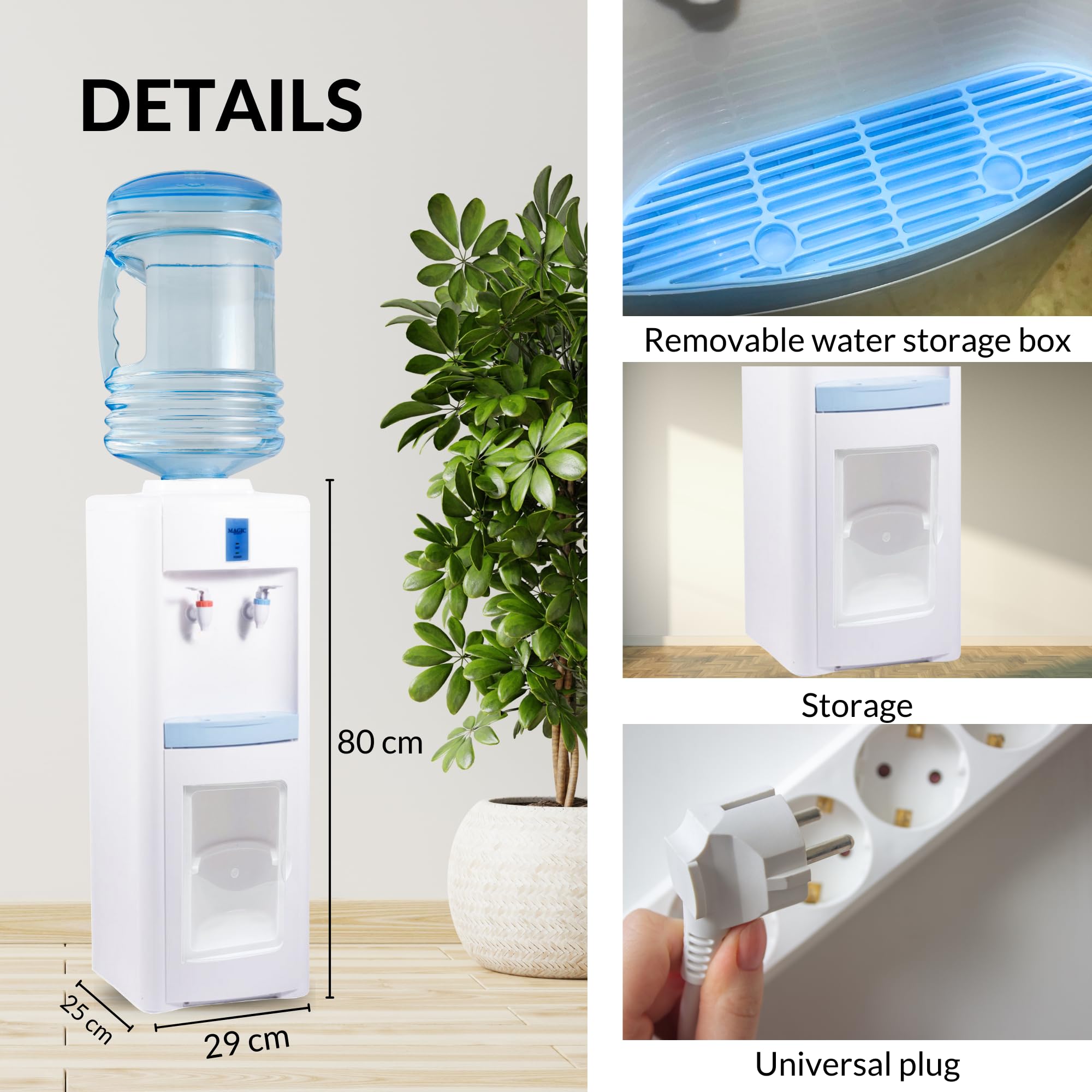 Distributeur d'eau Électrique Froide et Chaude. Fontaine à Eau Silencieuse sur Pied pour Maison, Cuisine, Bureau, Hôtel. (Bouteille d'eau Non Incluse)