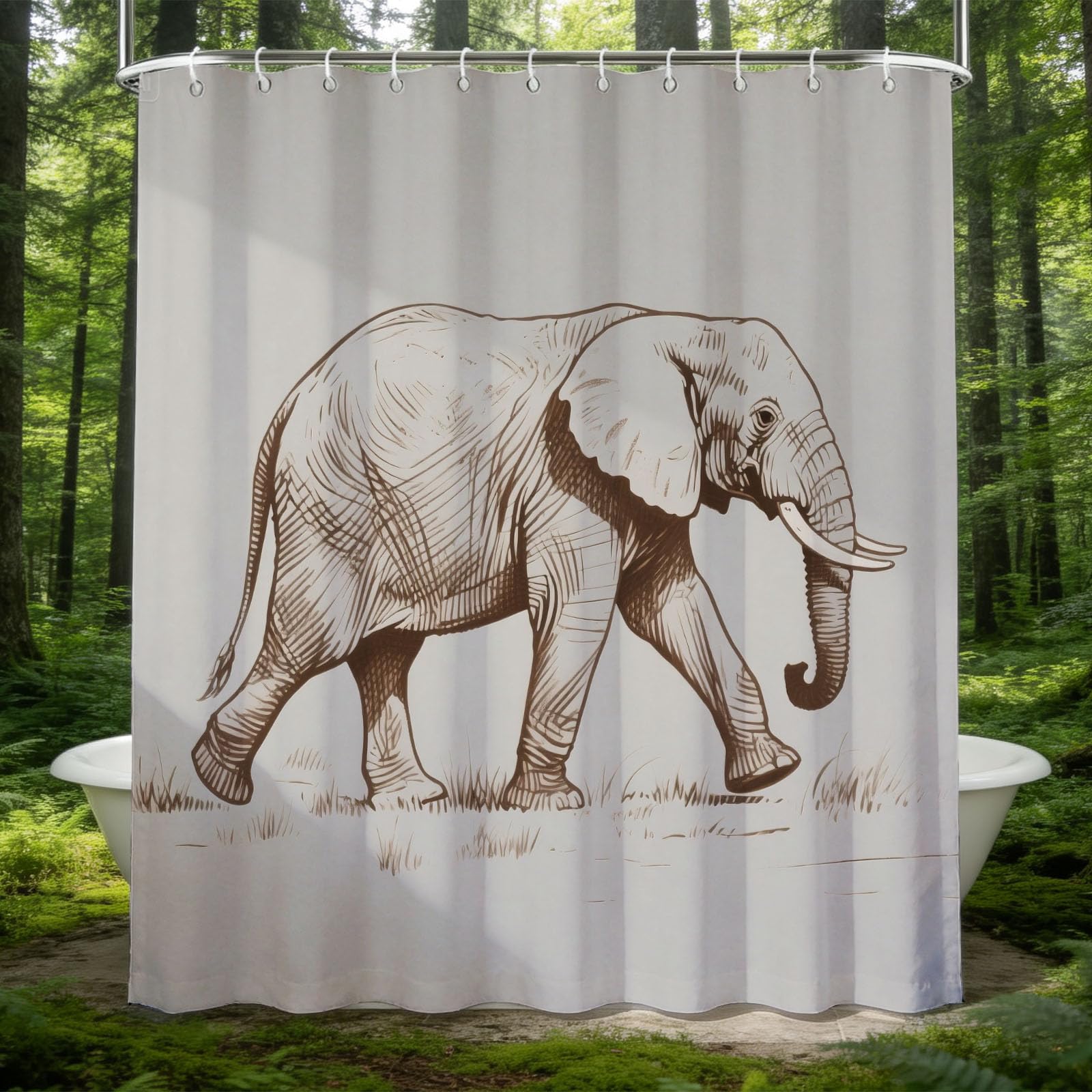 Hongduo 3D Elephant Shower Curtain for Stalls Bathtubs Cartoon Bathroom Decor Shower Curtain Set Polyester Fabric Waterproof 180x200cm/71X79 Inch with Hooks