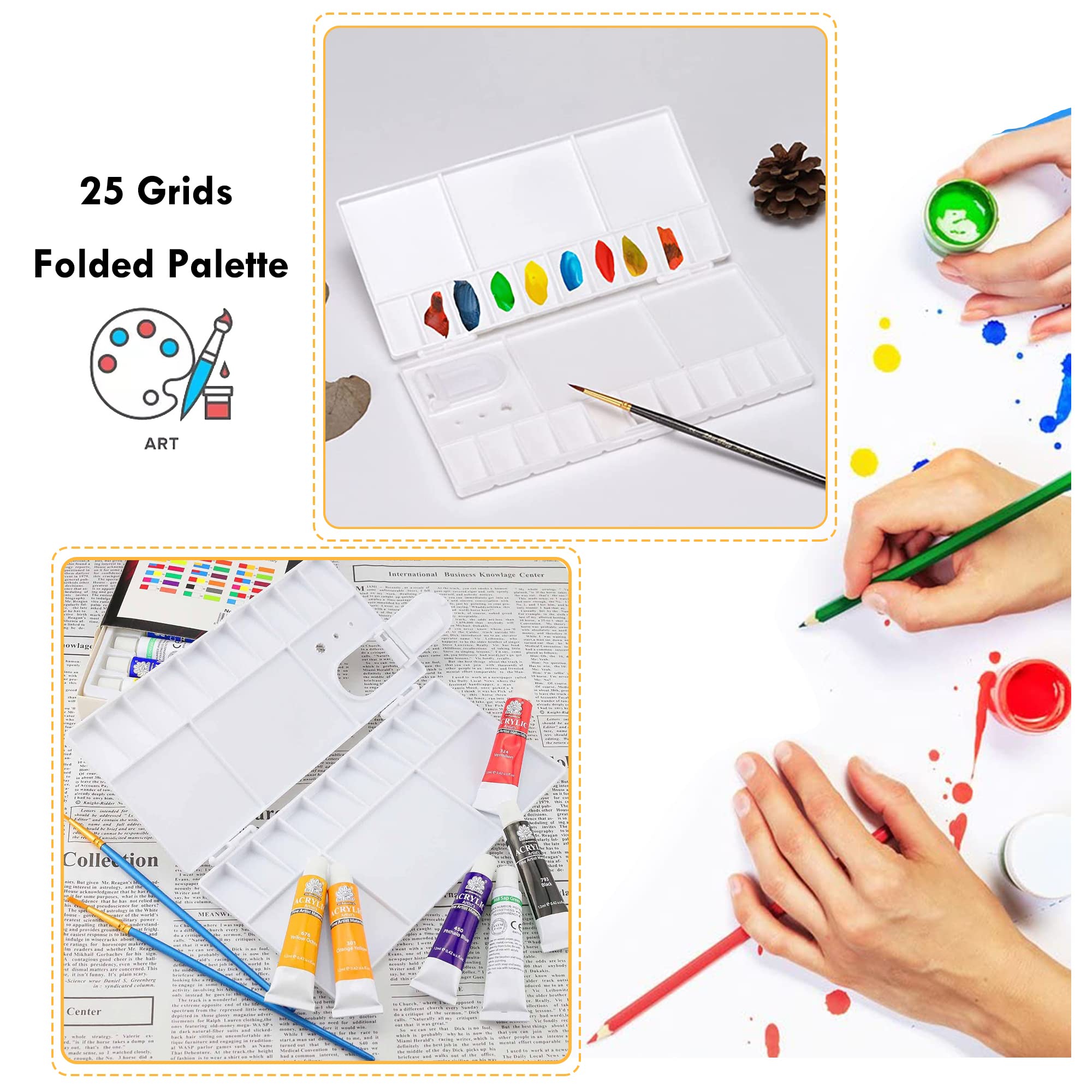 Tavolozza Acquerelli 24 Scomparti | Con Coperchio Morbido | Per Artisti E Studenti