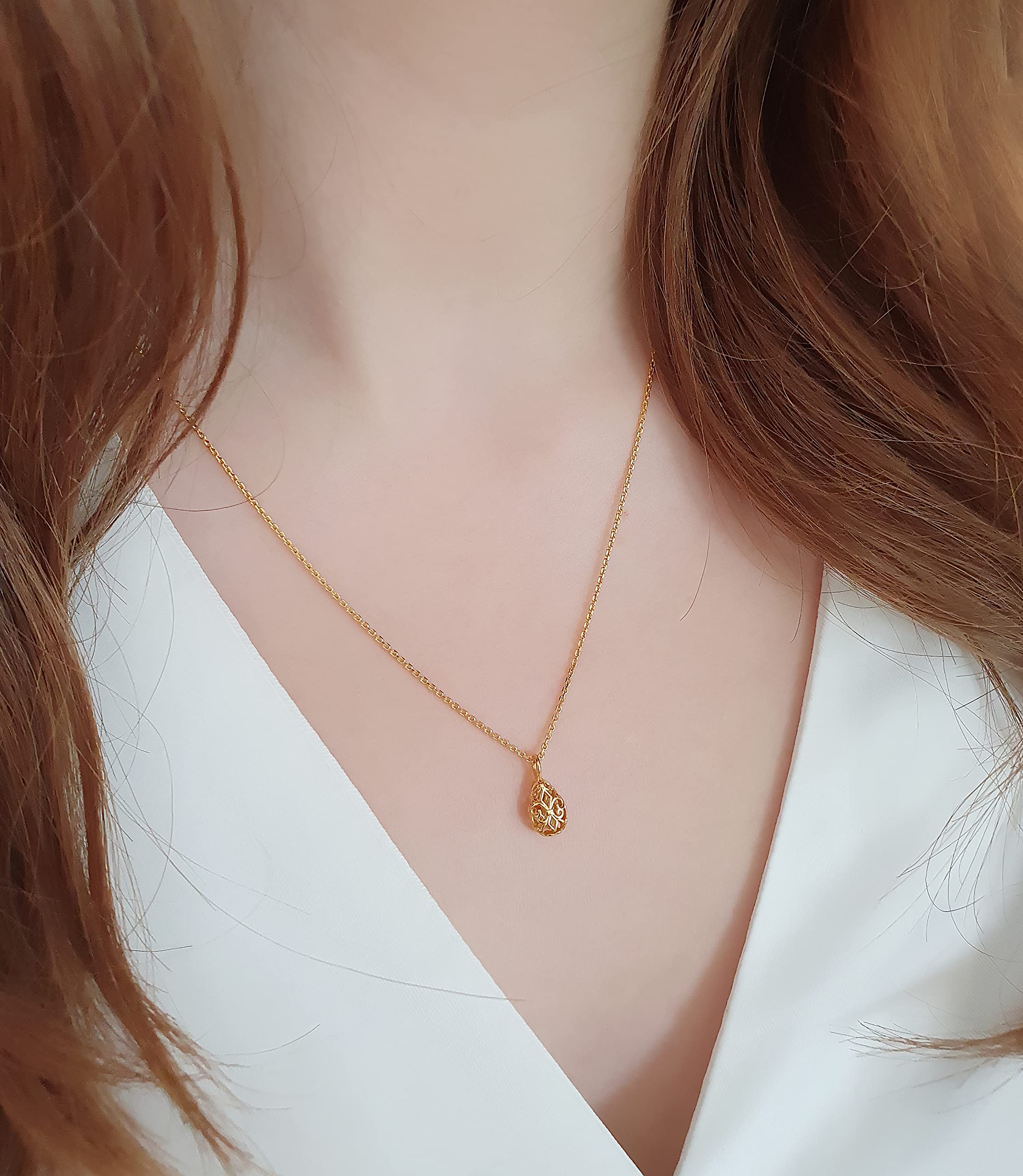 Fleur-de-Lis Tropfen Kette Lilie 925 Silber vergoldet