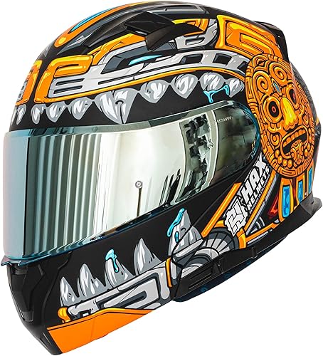 HAX Amatista - Casco modular de motocicleta con doble visera, aprobado por DOTECE, ligero, cómodo y elegante para hombres y mujeres (Jaguar Gold L)