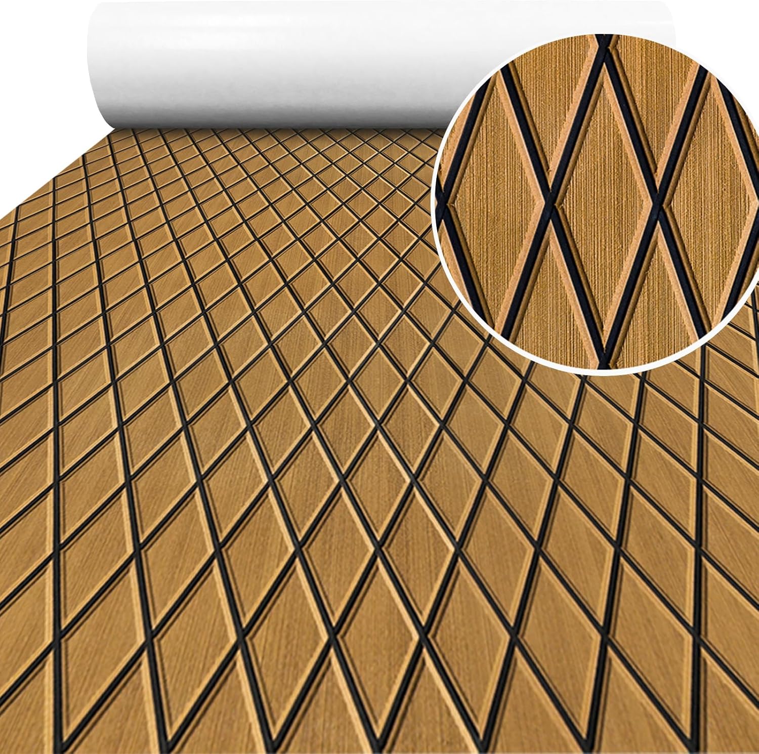 Boat Flooring EVA Foam Boat Decking Sea Deck Boat Flooring Self-Adhesive Faux Teak Marine Boat Decking Non-Slip Mat for Boat Deck Yacht Motorboat Fishing Boat Surfboard Kayak 94x44/28/16 75"x27.5" Yellow Brown with Black Seam Lines