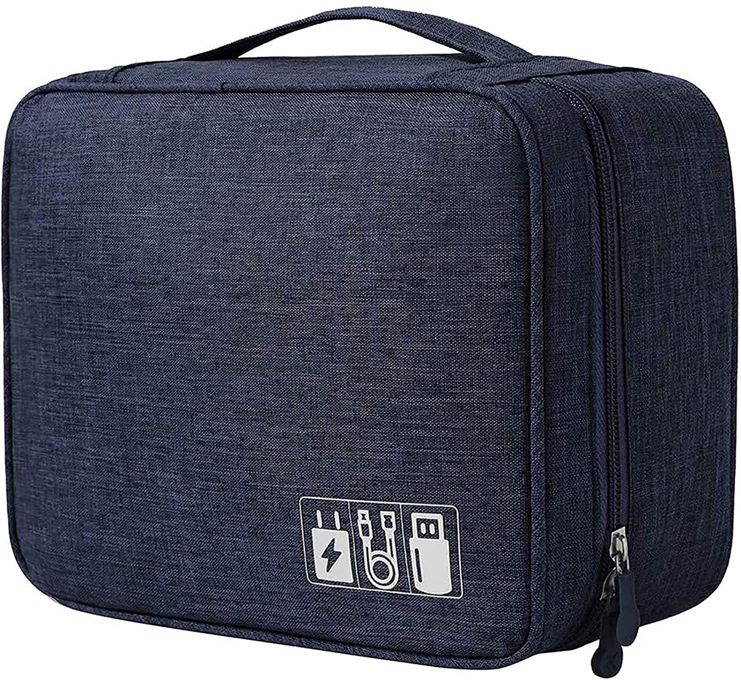 VENIVA Gedget Organiser Electronics Accessories Organizer Bag, Universal Carry Travel Gadget Bag for Cables, Plug and More, Perfect Size Fits for Pad Phone Charger Hard Disk (Dark Blue)-image-37