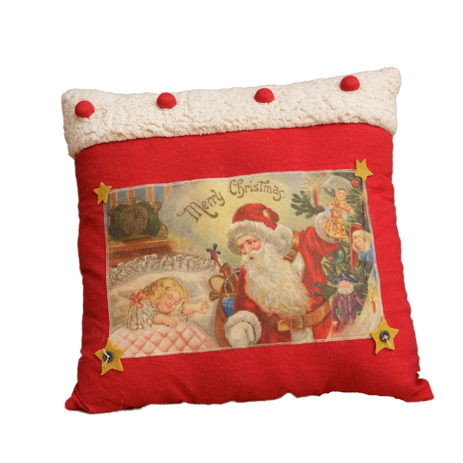Your Heart's Delight Santa and Girl Pillow, 16 by 16-Inch