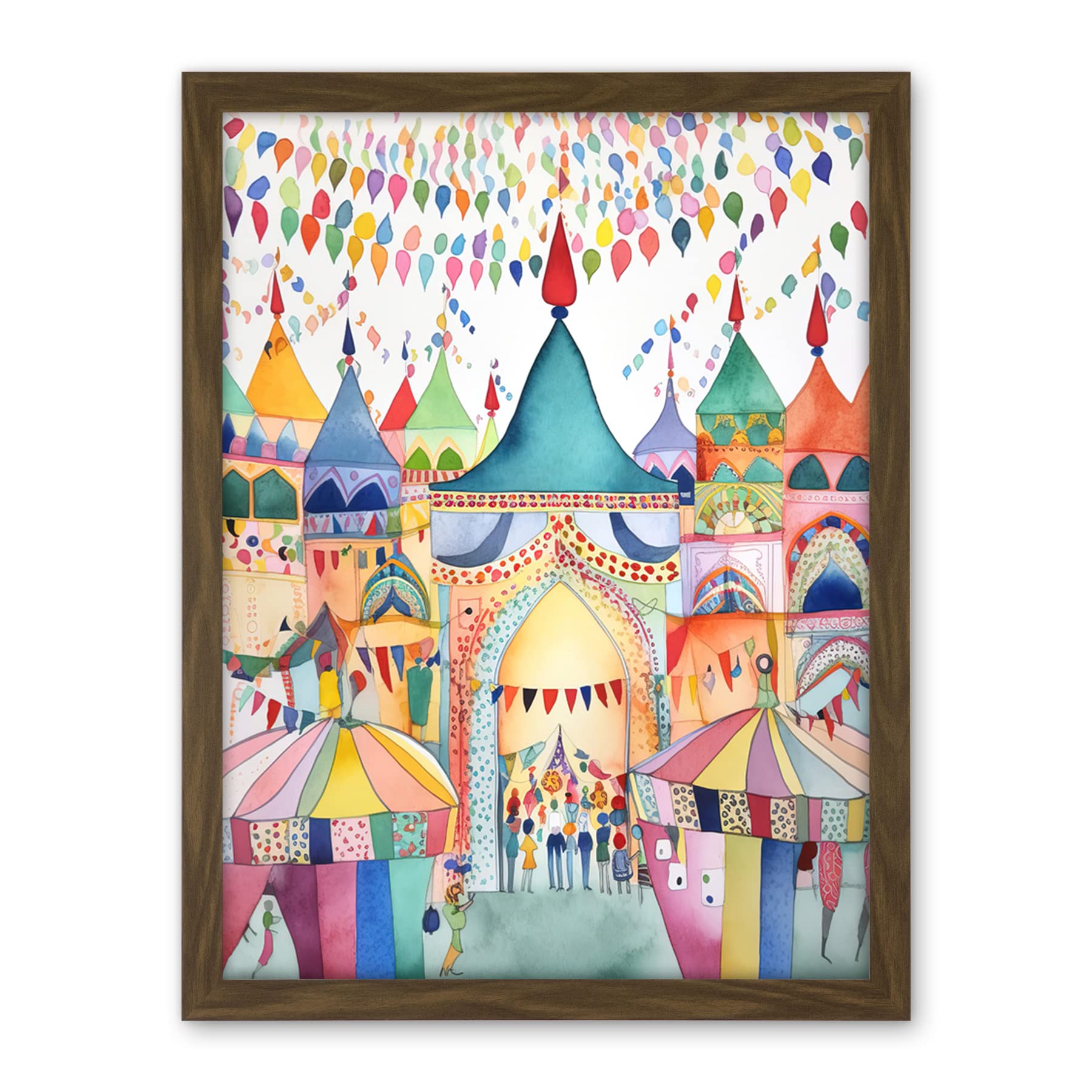 Artery8 Festival Folk Art Watercolour Painting Artwork Framed Wall Art Print 18X24 Inch