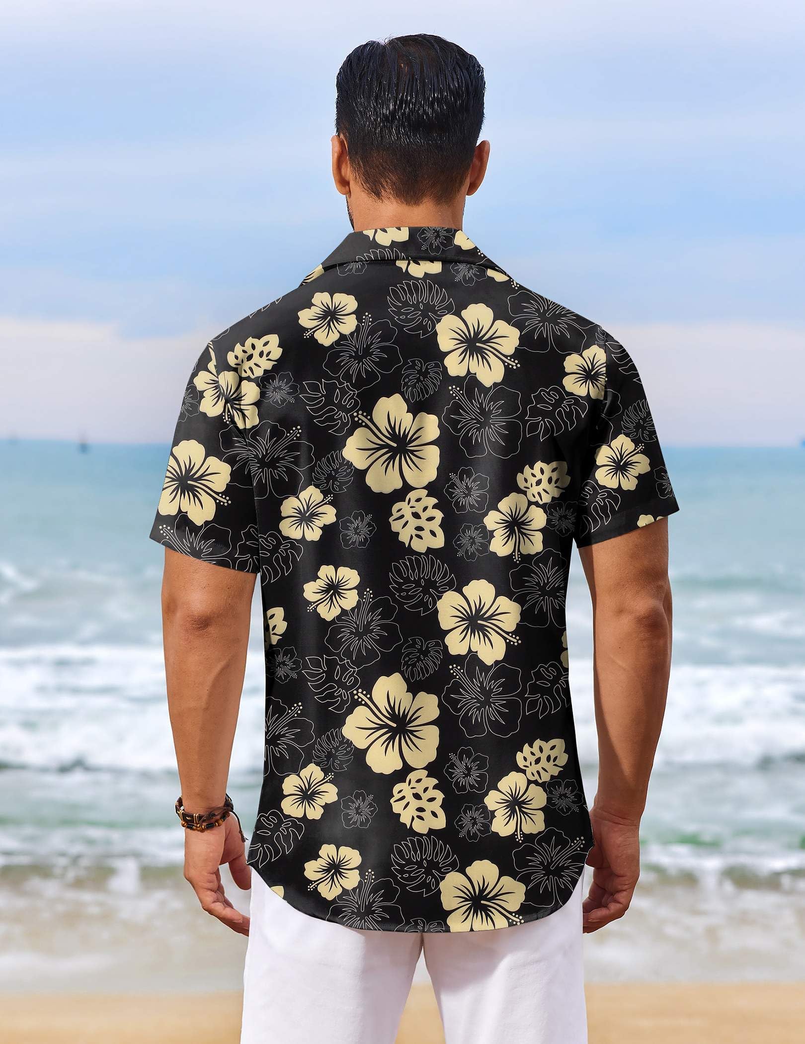COOFANDY Camicia hawaiana da uomo a maniche corte estiva abbottonata camicie tropicali vacanze spiaggia Aloha camicie con tasca