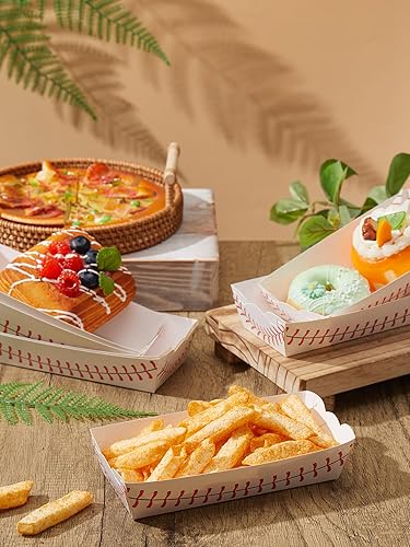 Miniatura 6 de Fulmoon 60 unidades de suministros de fiesta de béisbol de 7 pulgadas, bandejas de papel para perros calientes, bandejas de papel desechables para