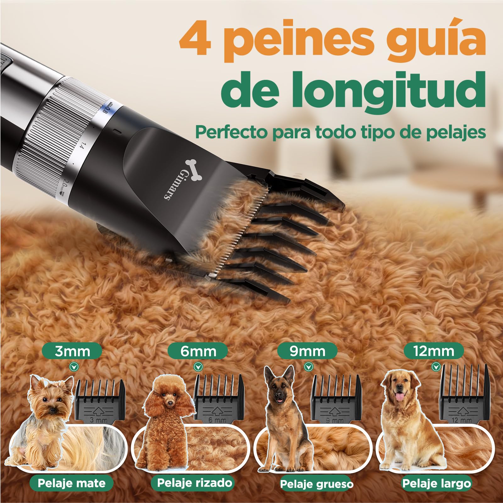Gimars maquina cortar pelo perros mejorada con 7000 rpm para pelaje grueso, cortapelos perros silenciosa y recargable, maquina de cortar pelo para perros inalámbrica con set de tijeras