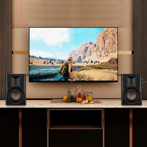 Miniatura 2 de HiVi-Swans Altavoces Bluetooth D100 para estantería, altavoces estéreo de escritorio alimentados para TV/tocadiscos/PC/monitor, altavoces