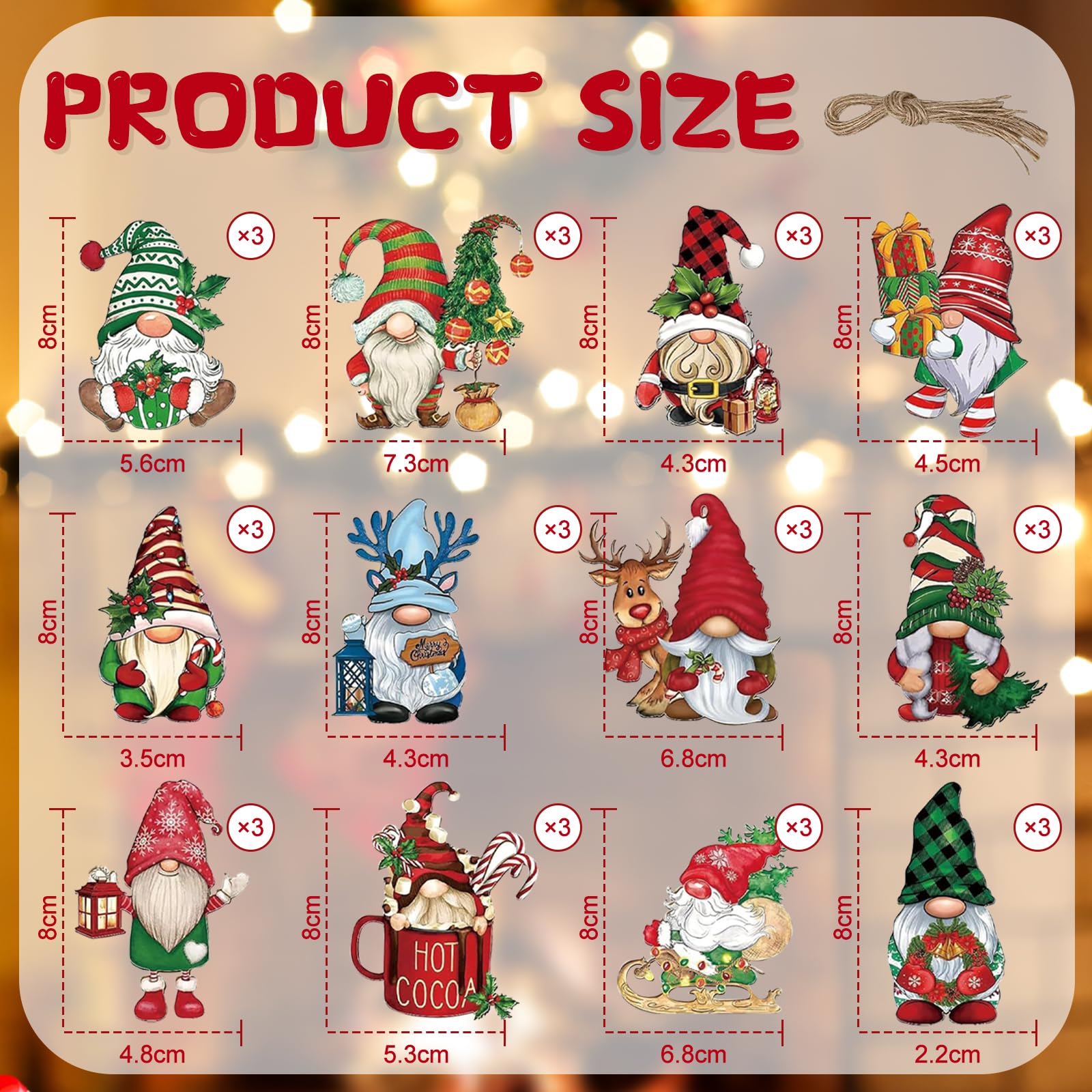 JSTHHTT 36Pcs Christmas Ornament Decorations, Christmas Hanging Ornaments Tree Decorations, Xmas Tree Decor, Gnomes Pendant - Image 2