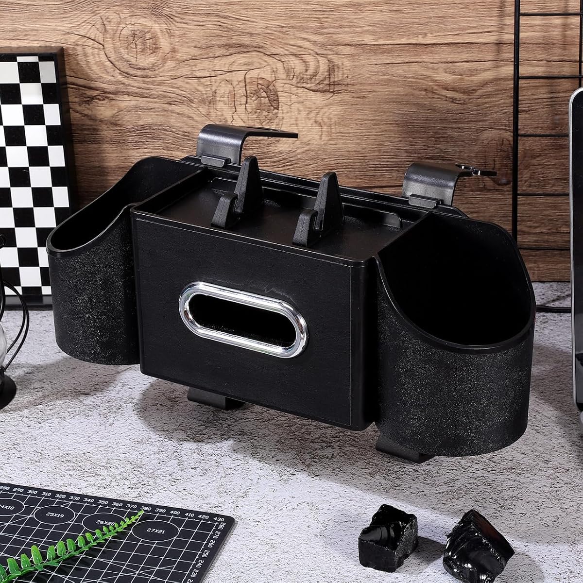 Car Backseat Organizer, Multifunctional Storage Box with Cup Holder, Universal Car Seat Storage and Tissue Box view 2