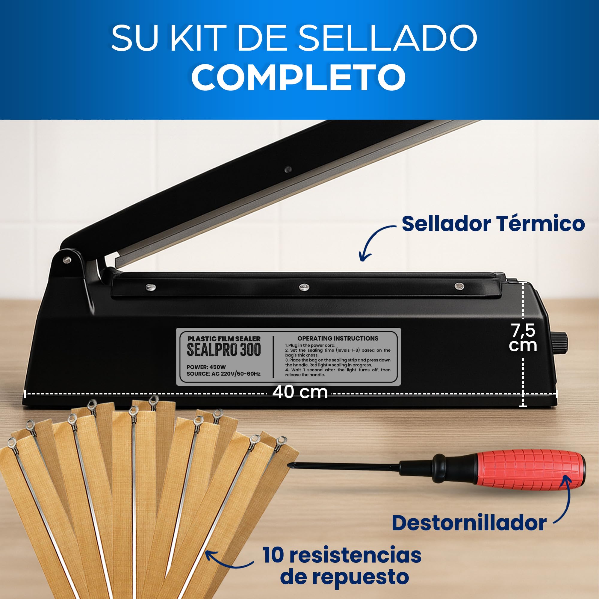 Sellador de Bolsas de Plástico con Cierre Térmico - Máquina Selladora Portátil y Precintadora para Alimentos - Mini Termoselladora Ideal para Cocina, Hogar y Uso Comercial Diario