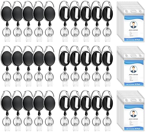30 Pack Heavy Duty Retractable Badge Reel with Waterproof Vertical