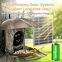 Vista 6 de Smart Bird Feeder with Camera, Solar Bird Feeder with 64G Card for Outside AI Identify Bird Species Auto Capture Bird Videos & Live Watching