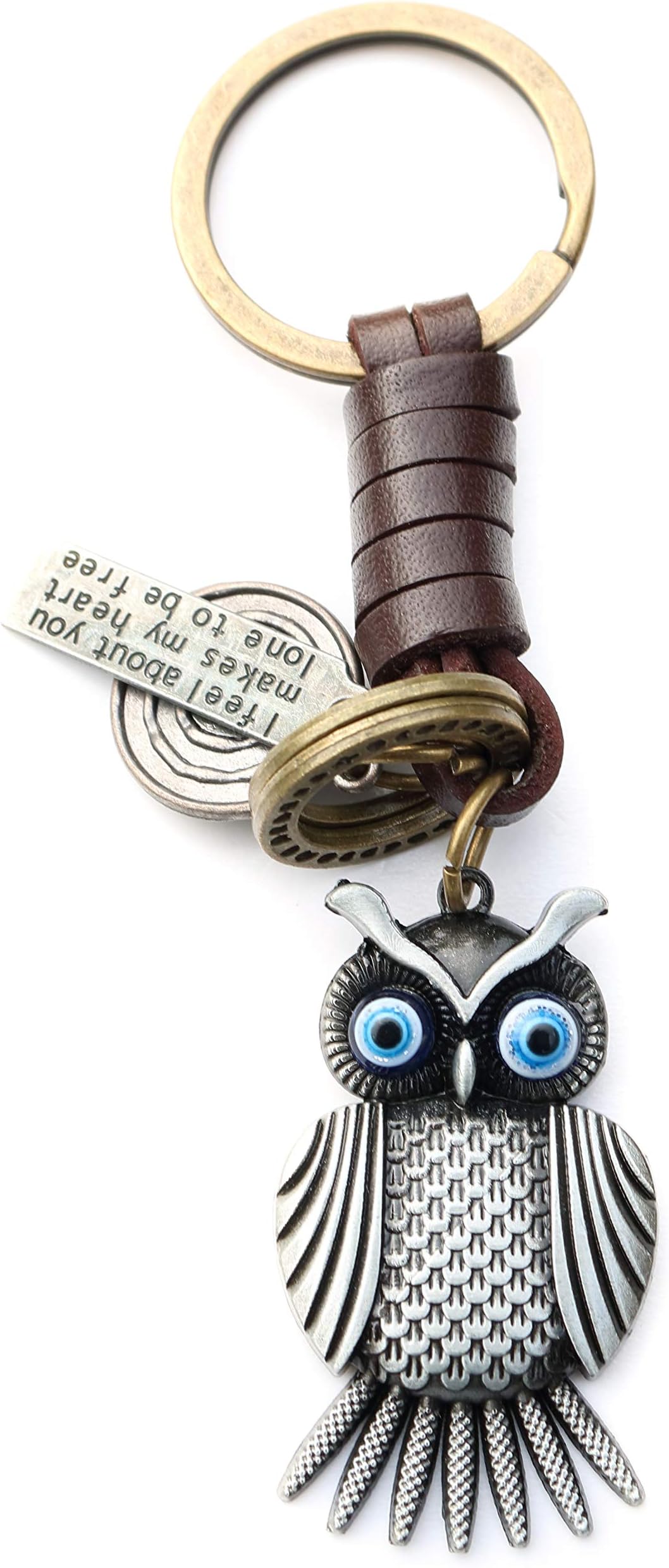 AuPra Night Owl Leather KeyRing Gift Women & Men Best Friend Home Bird KeyChain Mum & Dad Teacher Handbag Charm Key Ring Girl & Boy Car Pendant