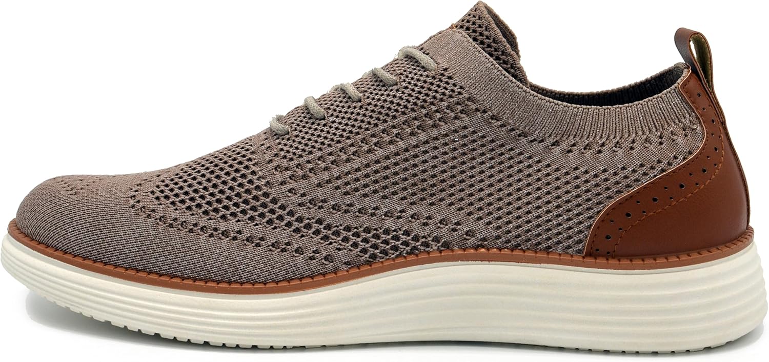 AKADEMIKS Mens Olney Wingtip Knit Oxford, Sleek Breathable Dress Shoes Tan, Size 13 - Image 3