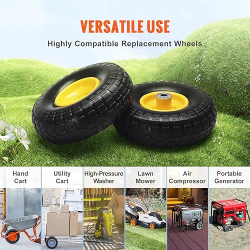 Miniatura 6 de VEVOR - Paquete de 2 neumáticos y ruedas de goma sólida de 10 pulgadas, neumáticos y ruedas sin cámara planos de 4.103.50-4 pulgadas con orificio de