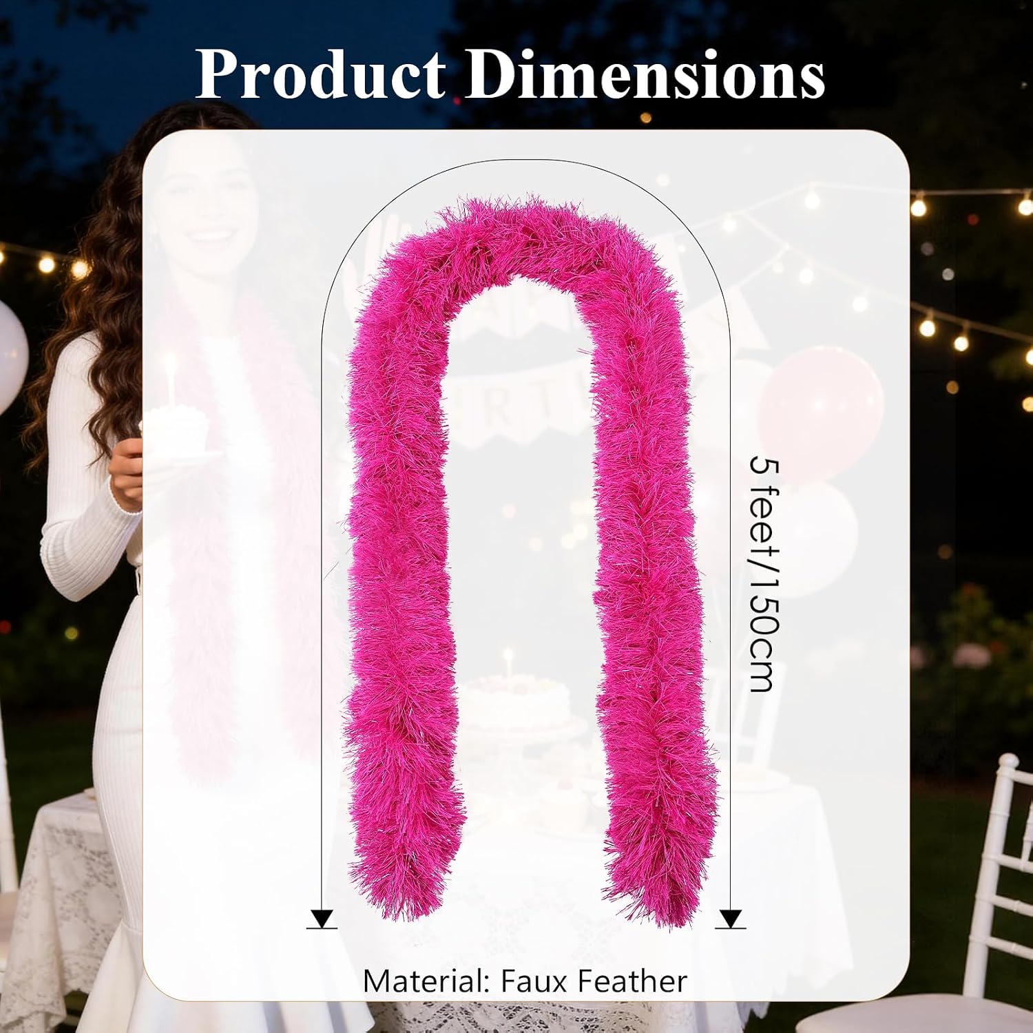 12 Pcs Feather Boas Bulk 5ft Artificial Fluffy Boa for Party Decorations, Weddings, Halloween, and Photo Booth Props（hot pink）
