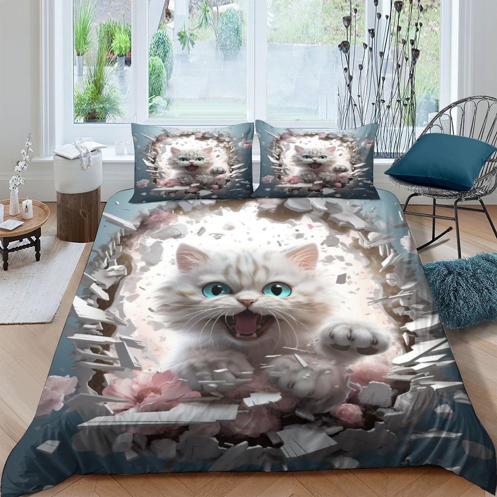 Housse de couette 220 x 240 avec taies d'oreiller lit king size