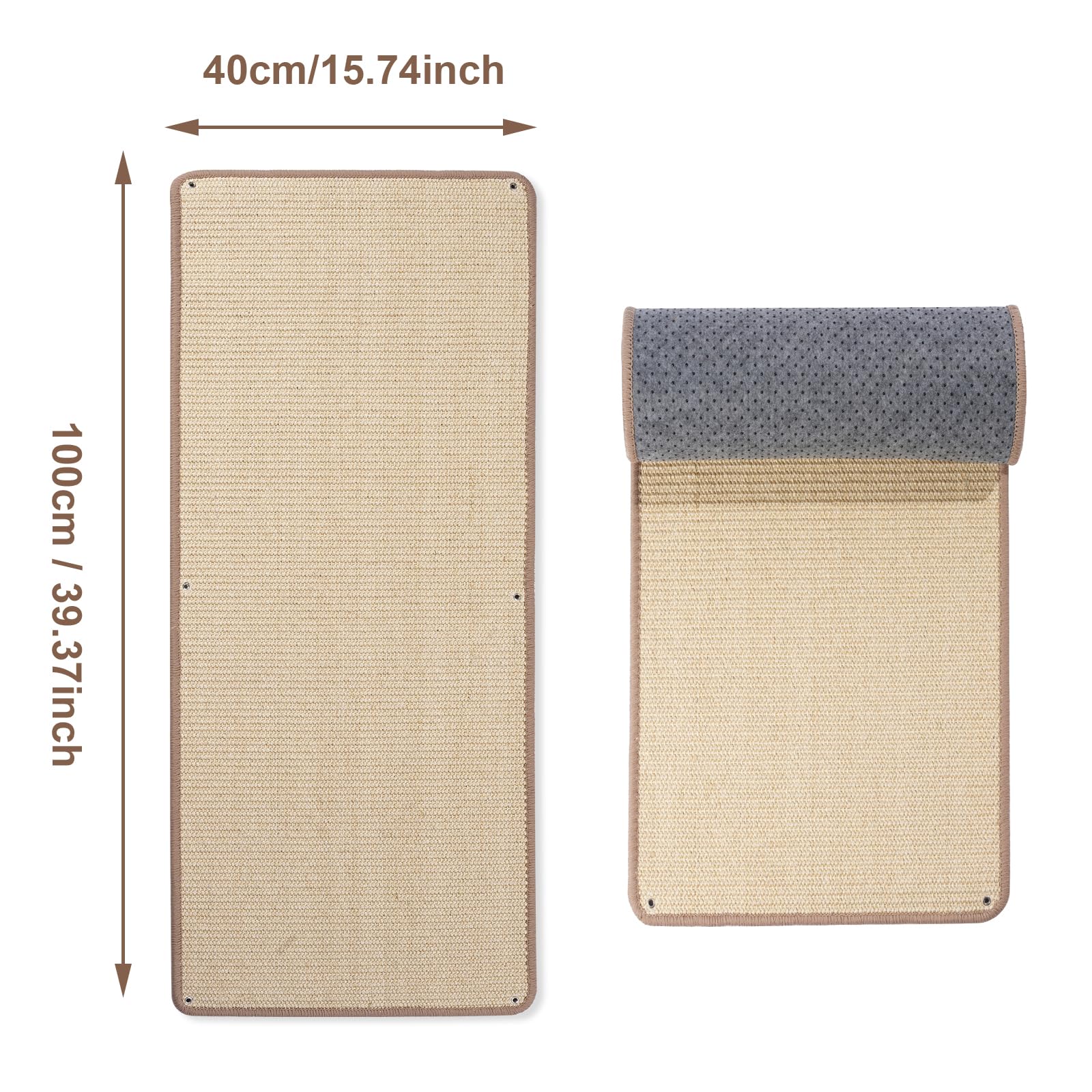 SINBLUE Natural Sisal Cat Wall Climbing Carpet 100x40 cm Thickened Wall Scratcher Carpet Mat Pad - Image 2