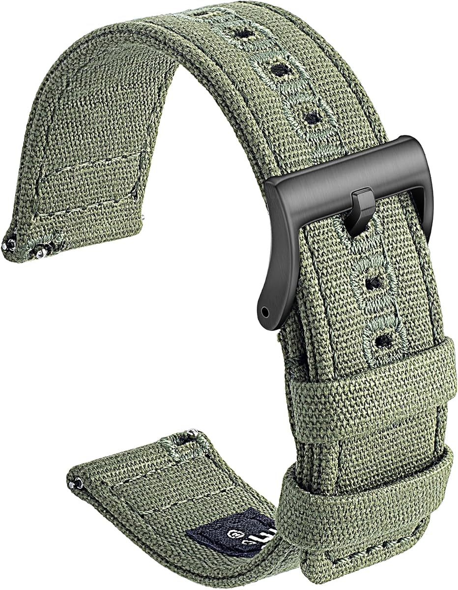 Canvas Quick Release Watch Band,Cotton Fabric Watch Straps 18mm 19mm 20mm 21mm 22mm 24mm for Men and Women