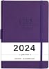 2024 Planner - 12-Months Weekly Monthly Planner 2024, January 2024 - December 2024, 5.75 x 8.25, Saffiano Leather with Thick Paper, Back Pocket with 40 Notes Pages - Purple