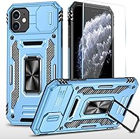 Vista 35 de Funda para teléfono SunStory para iPhone 11 con protector de pantalla HD y cubierta deslizante para la cámara y soporte giratorio con anillo