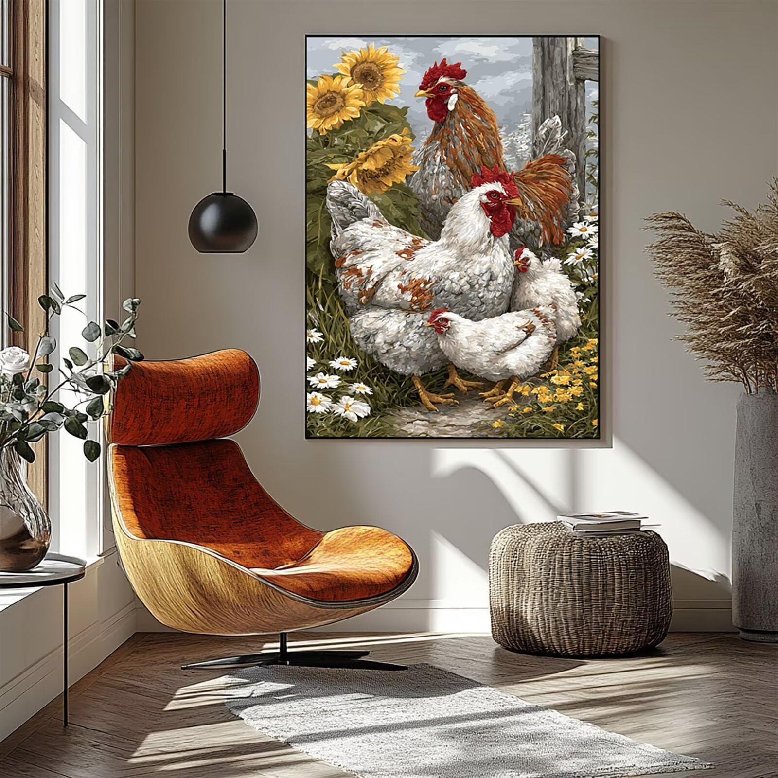 Malowanie po numerach, dla dorosłych, zwierzę, malowanie po numerach, zestawy kurczaka, hobby dla dorosłych i kobiet, artykuły artystyczne, 100 x 80 cm, sztuka ścienna, przejrzystość kolorów, płótno