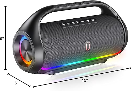 Miniatura 10 de Altavoz Bluetooth, IPX5, resistente al agua, portátil, con potentes graves y luces LED, BT5.3, emparejamiento estéreo inalámbrico para fiestas en