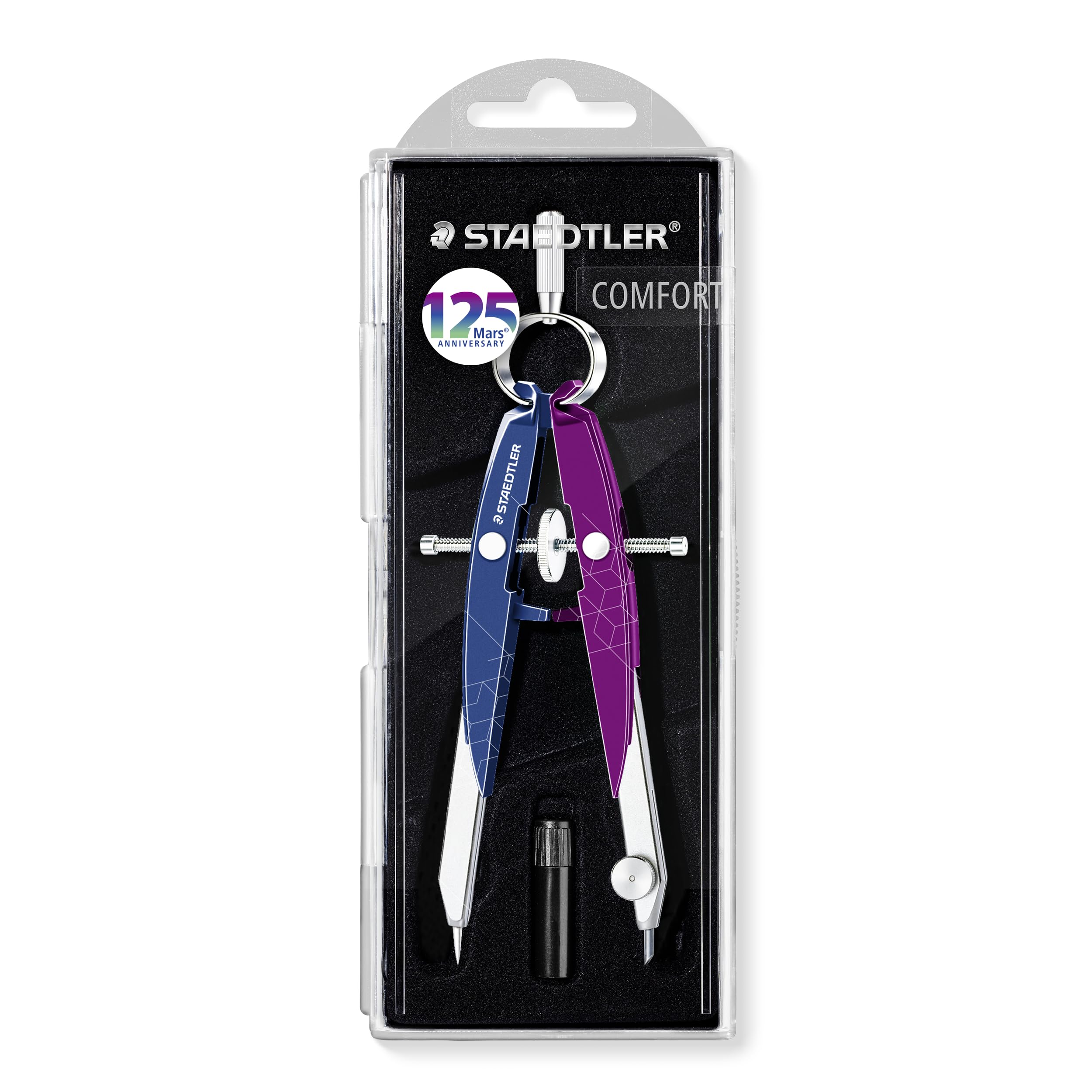 STAEDTLER Mars Comfort 556 00-MA2 Compas de géométrie de précision, tête ronde et vis centrale, compas Mars Comfort 556 Mars Édi