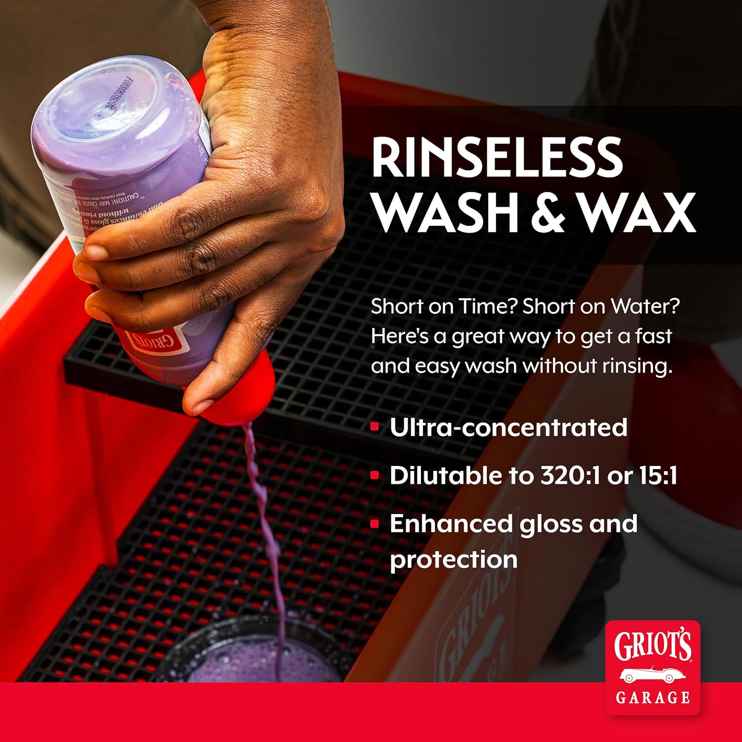 Griot's Garage Rinseless Wash and Wax for Car Cleaning and Detailing, No-Rinse, Waterless Formula For RVs, Boats, Trucks, Motorcycles and More, 10493, 16oz - Image 2