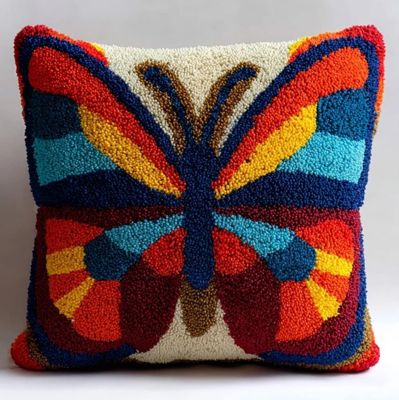 WallustrioaW Latch Hook Cushion Kit DIY 17x17in,Cartoon Butterfly