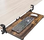 Ergonomic Keyboard Tray Under Desk, Pull Out with Adjustable C-clamp, 25.6 (31.5 Including Clamps) x 11.8 Inch Slide Out Computer Keyboard Drawer Mouse Tray for Typing, Large & Walnut