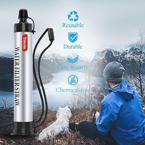 Miniatura 5 de Filtración de 4 etapas, filtro de agua de alto caudal, purificador de agua de supervivencia para kits de emergencia, viajes, camping, senderismo,