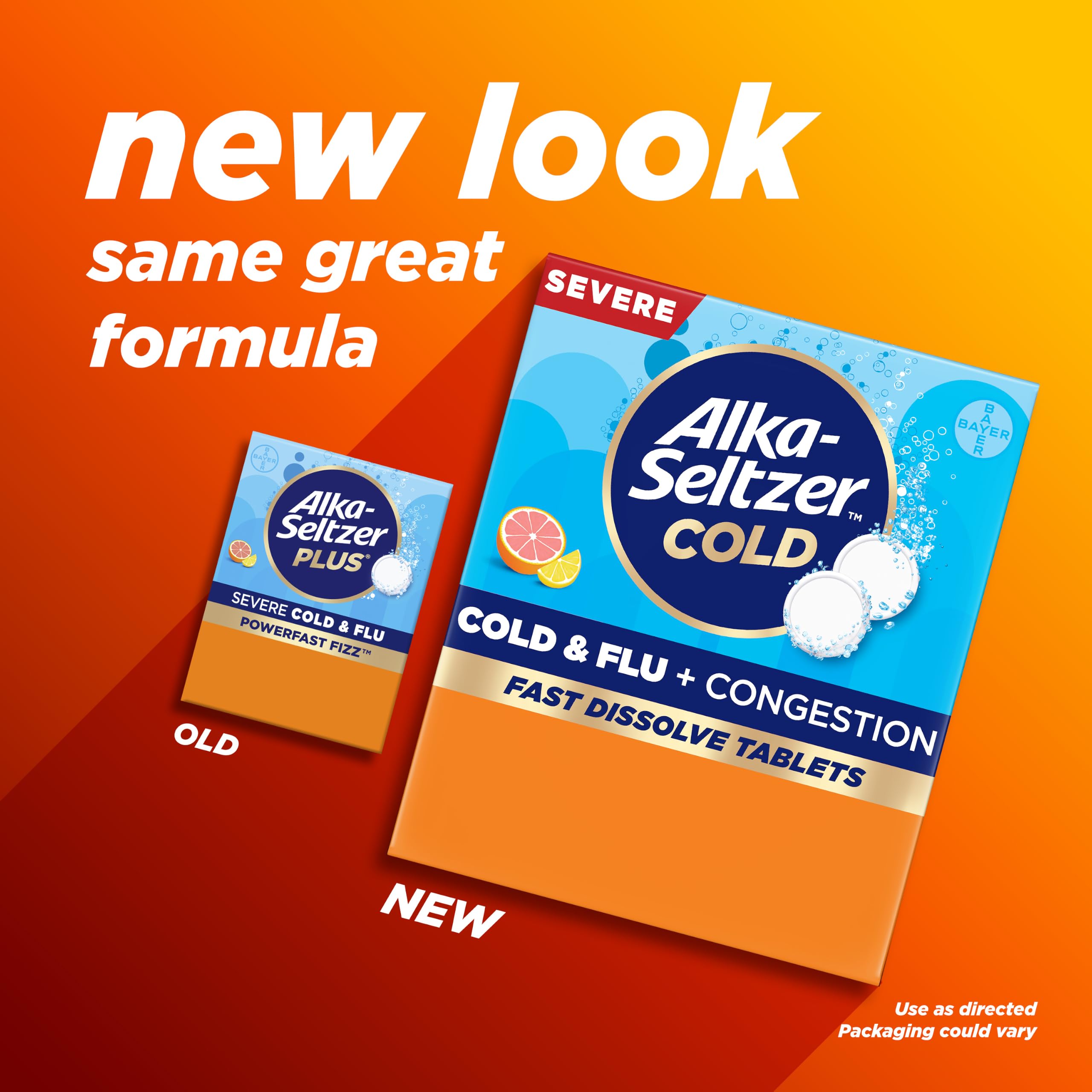 Alka-Seltzer Cold, Cold & Flu + Congestion Severe Fast Dissolve Tablets, Flu Medicine, Multi-Symptom Relief, Body Aches and Pains, Fever Reducer, Congestion Relief, Citrus Flavor, 24 Count — Amazon image 2