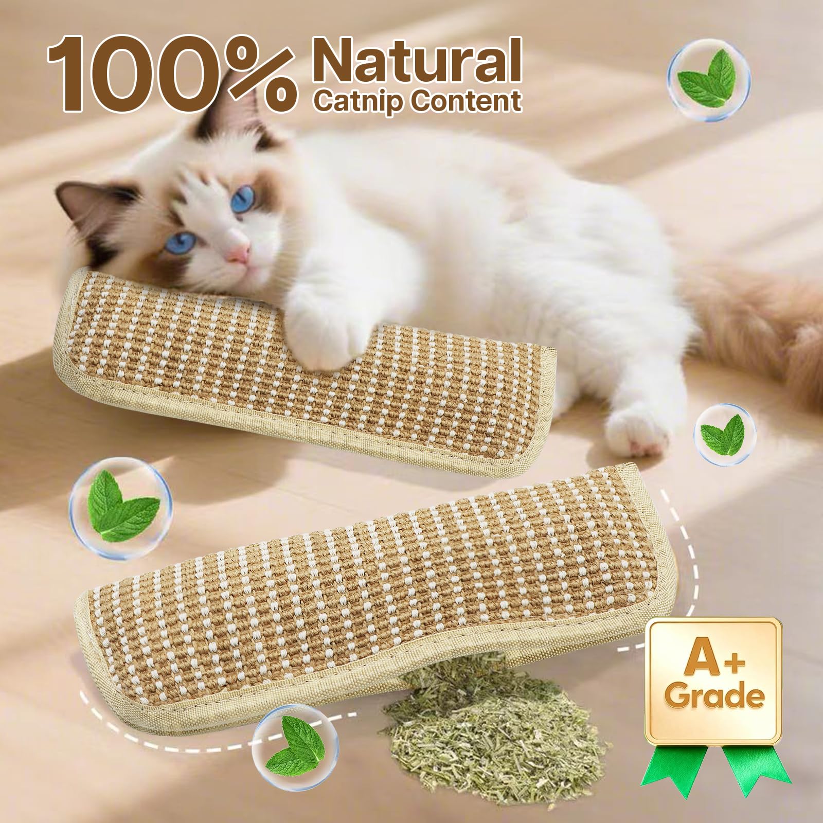 2 Pack 28,4 cm Sisalkissen Katzenminze Spielzeug für Katzen mit Silvervine Sticks, Katzenspielzeug mit A+ Bio Katzenminze Interaktives Kicker Spielzeug Kratzfest Sicher Kauspielzeug