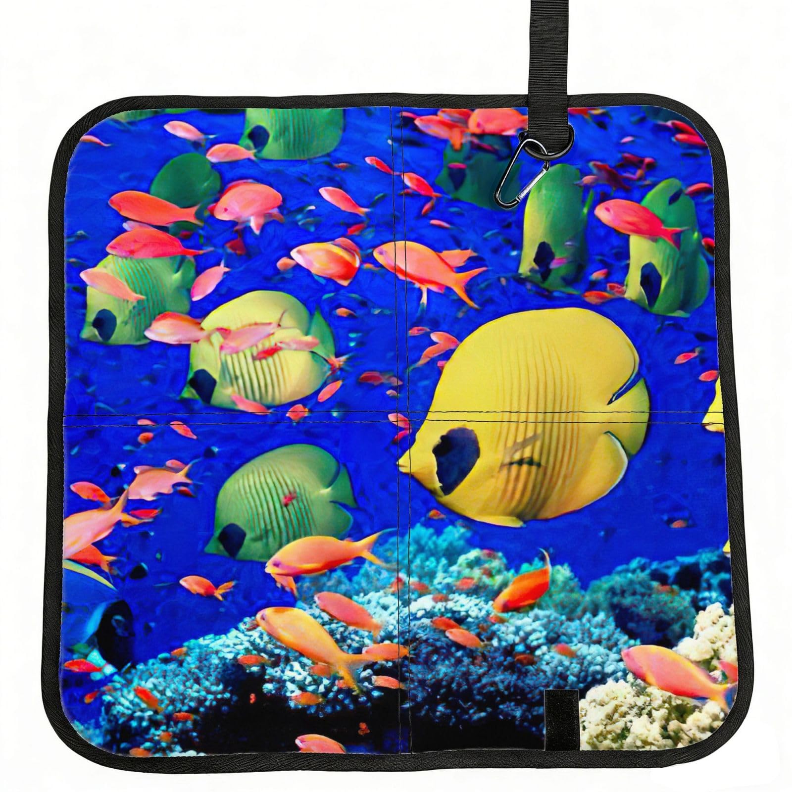 bghdfa Sea Fishes Print Outdoor Sitting Mat Waterproof Oxford Cloth Seat Cushion Folding Foam Camping Seat For Picnic
